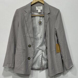 Halston Gray Long Sleeve Notch Lapel Single-breasted Blazer